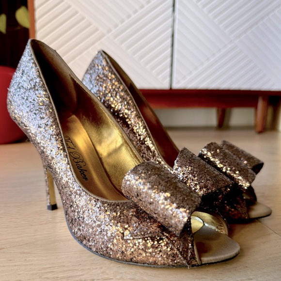 Ted Baker Chocolate Glitter High Heels - Size UK 7/US 9 - Picture 2 of 9